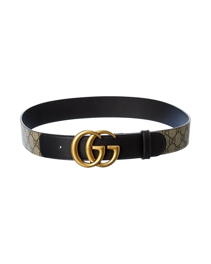 Gucci Double G Buckle GG Supreme Canvas & Leather Belt Nocolor