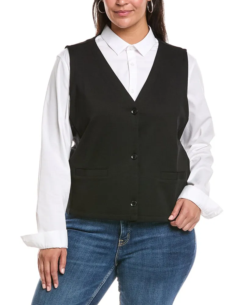Eileen Fisher Plus Button Vest Black