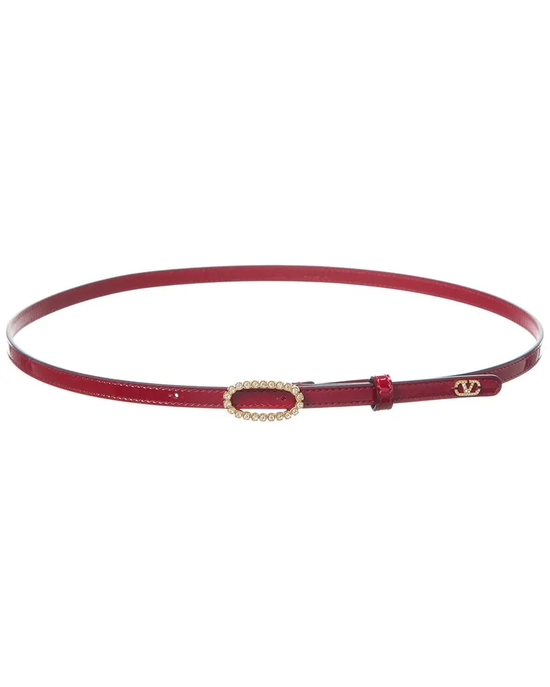 Valentino Garavani VLogo Signature Patent Belt Red