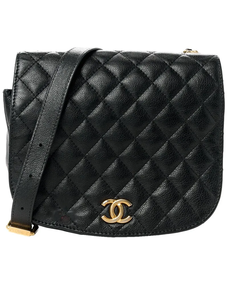 Chanel Black Grained Calfskin Leather Messenger Flap (Authentic Pre-Loved Nocolor