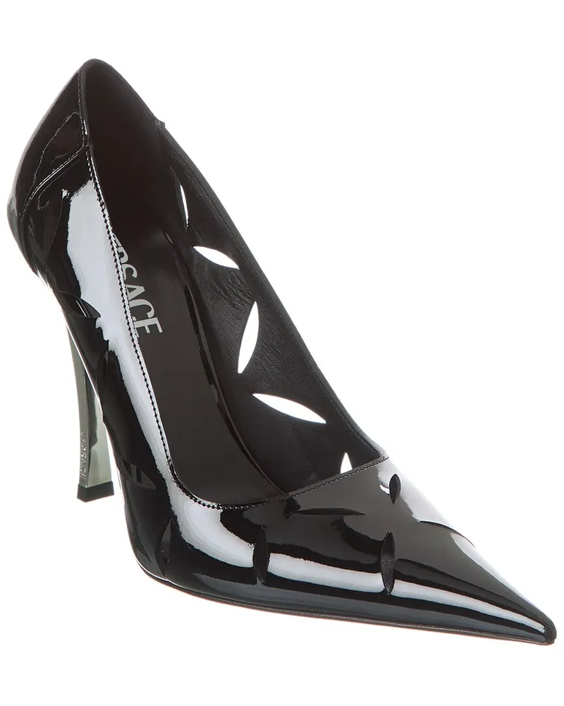 Versace Pin-Point Patent Pump Black