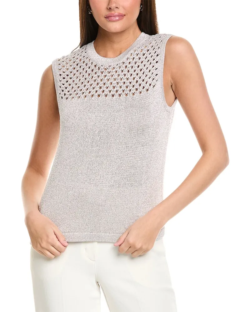 ST. JOHN Sparkle Crochet Sweater Purple