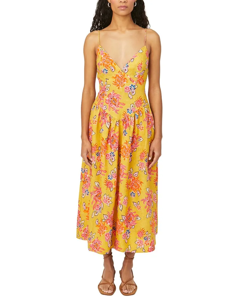 RHODE Sophie Linen Midi Dress Nocolor