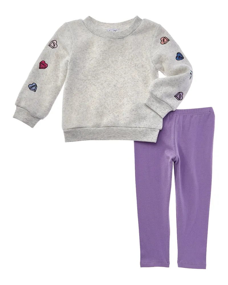 Splendid 2pc Dancing Hearts Sweatshirt & Legging Set Purple
