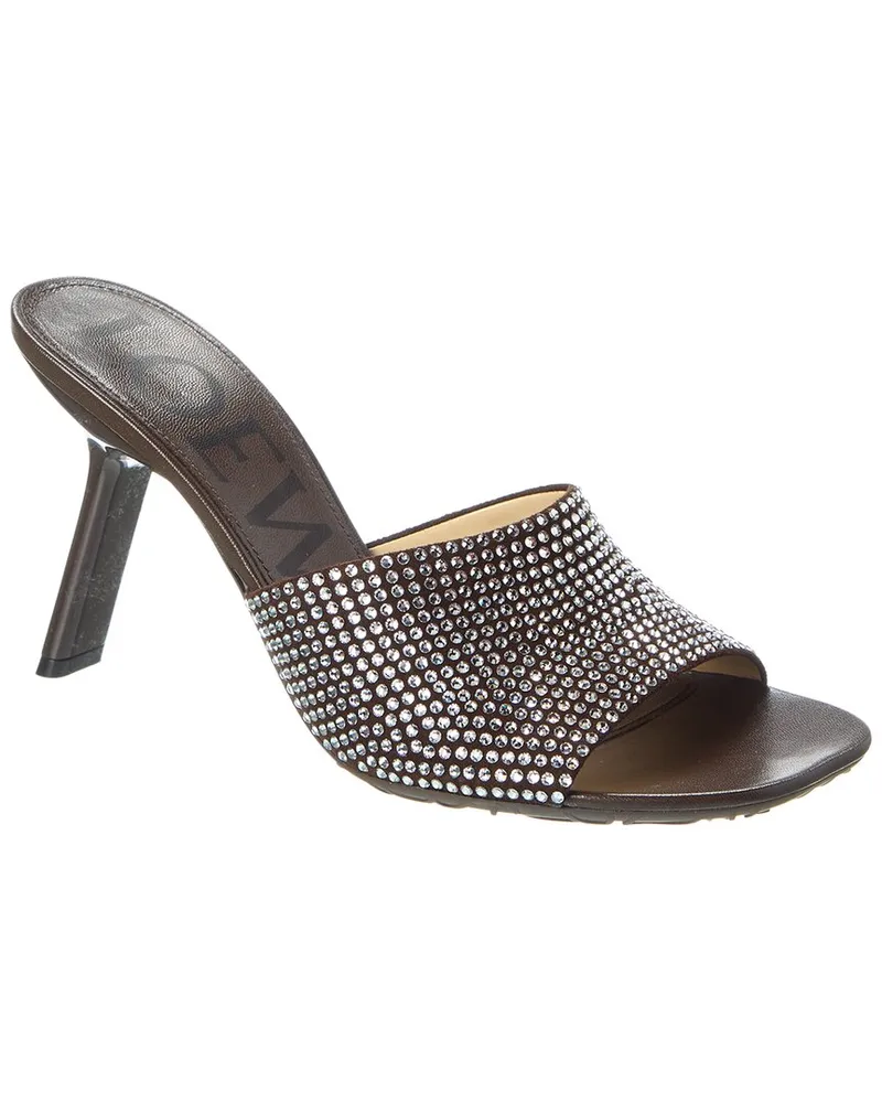 Loewe Petal Strassed Leather Mule Brown
