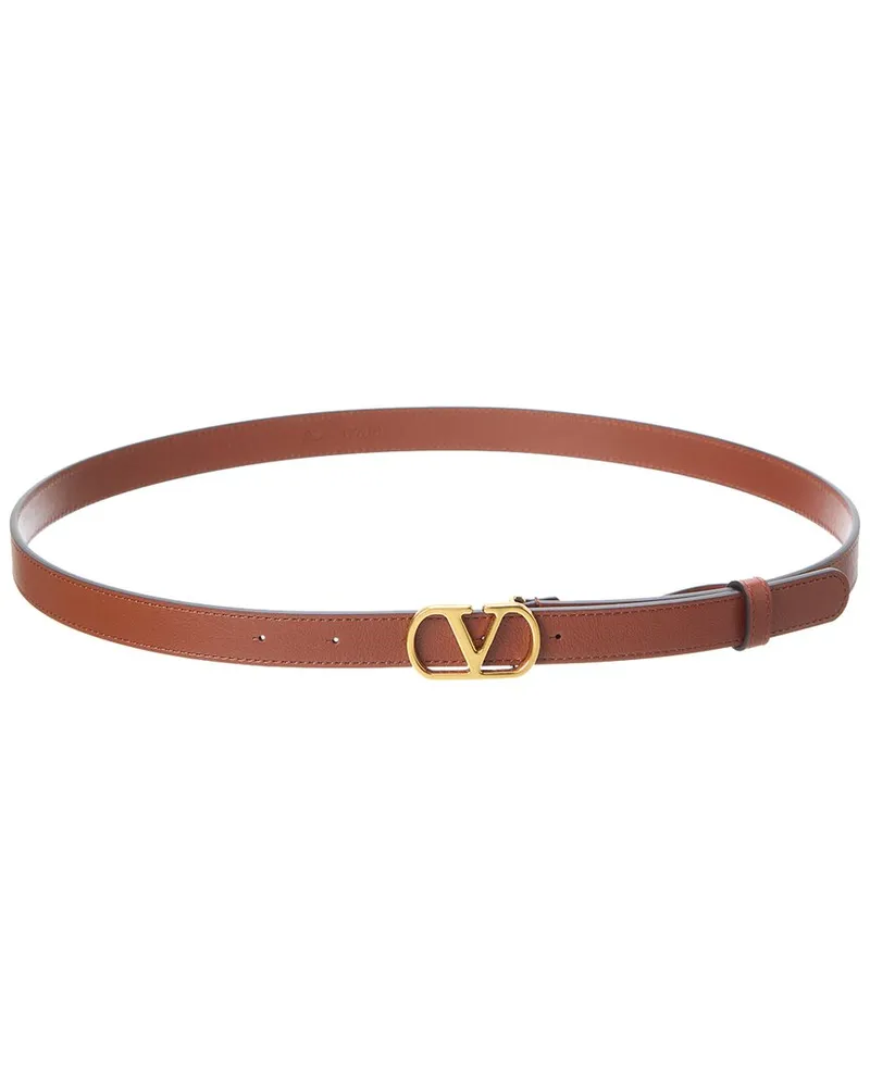 Valentino Garavani VLogo Signature Leather Belt Brown
