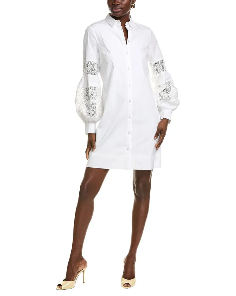 Lela Rose Shirt Dress White