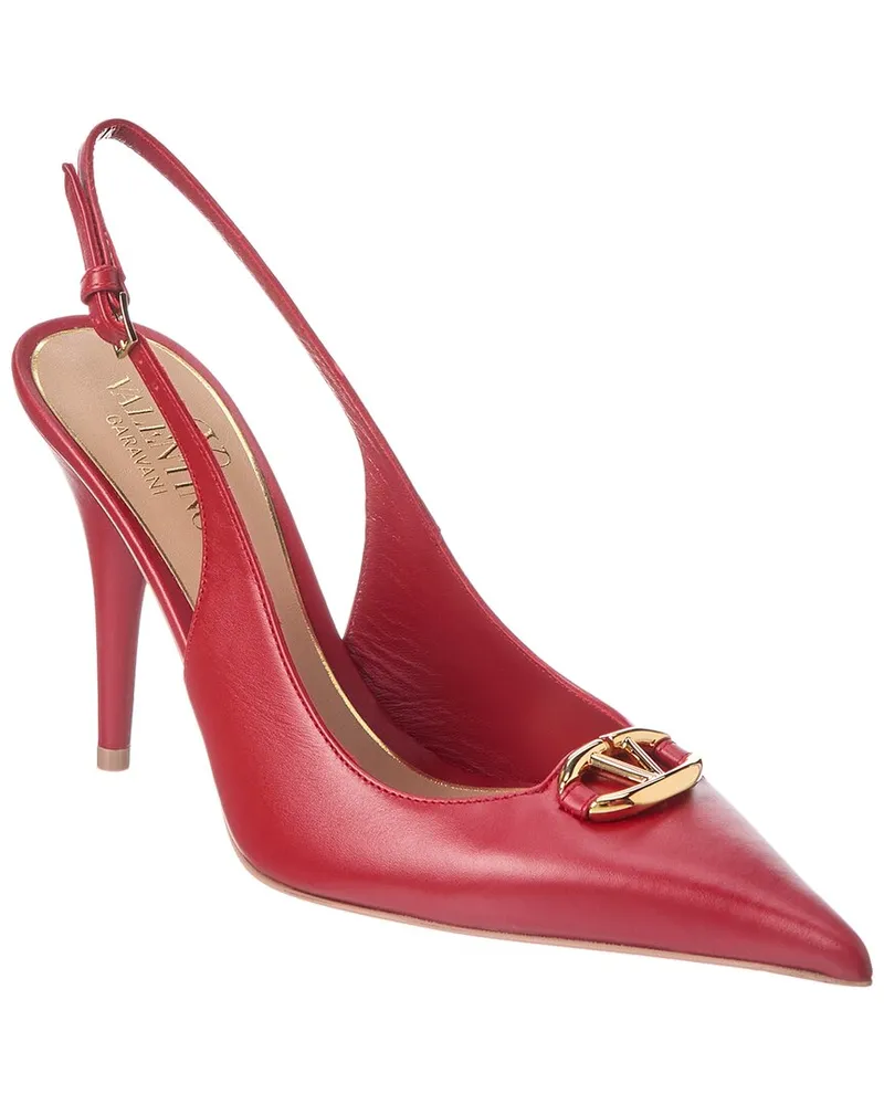 Valentino Garavani VLogo 90 Leather Slingback Pump Red