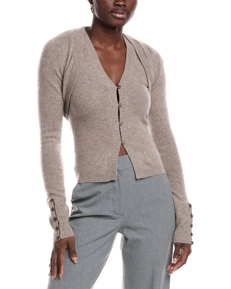 NAADAM 2pc Bolero Cashmere Cardigan Set Brown