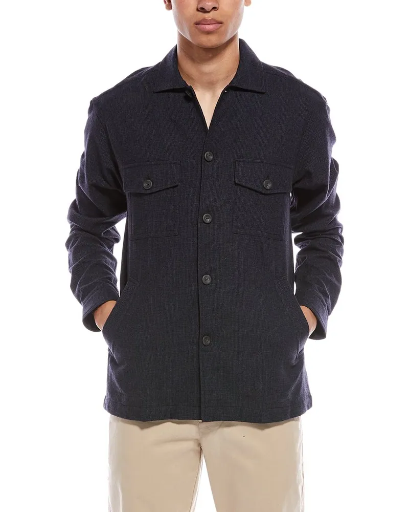 Eton Wool & Cashmere-Blend Shirt Blue