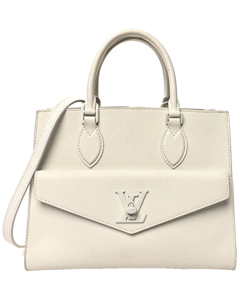 Louis Vuitton White Soft Calf Coated Canvas Lockme Tote Bag PM (Authentic Pre-  Loved Nocolor