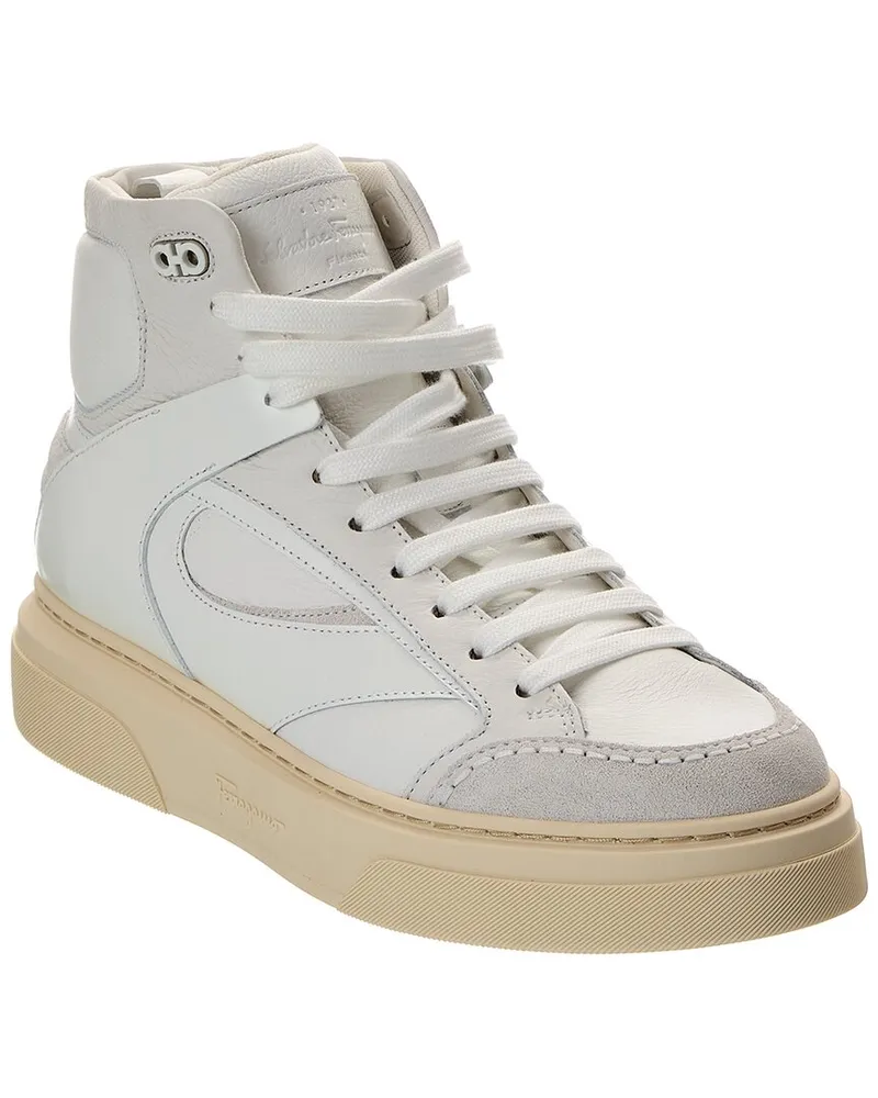 Ferragamo Cassio Leather High-Top Sneaker Black