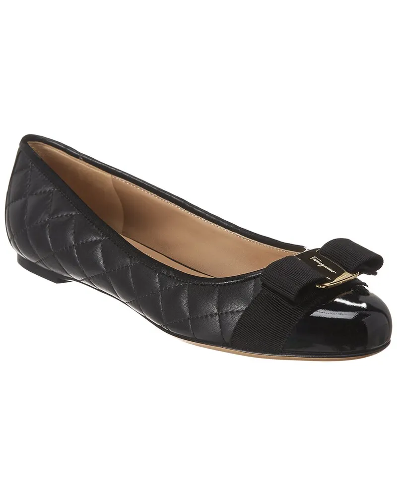 Ferragamo Varina Quilted Leather Ballet Flat Black