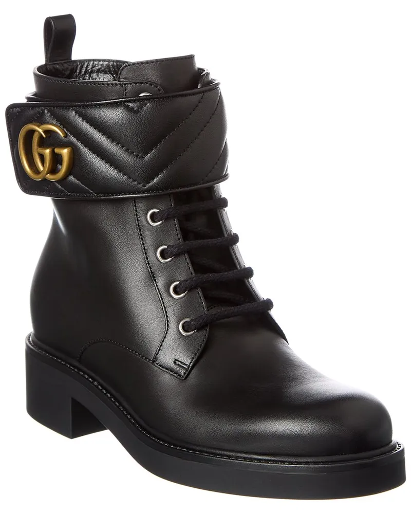 Gucci Double G Leather Bootie Black