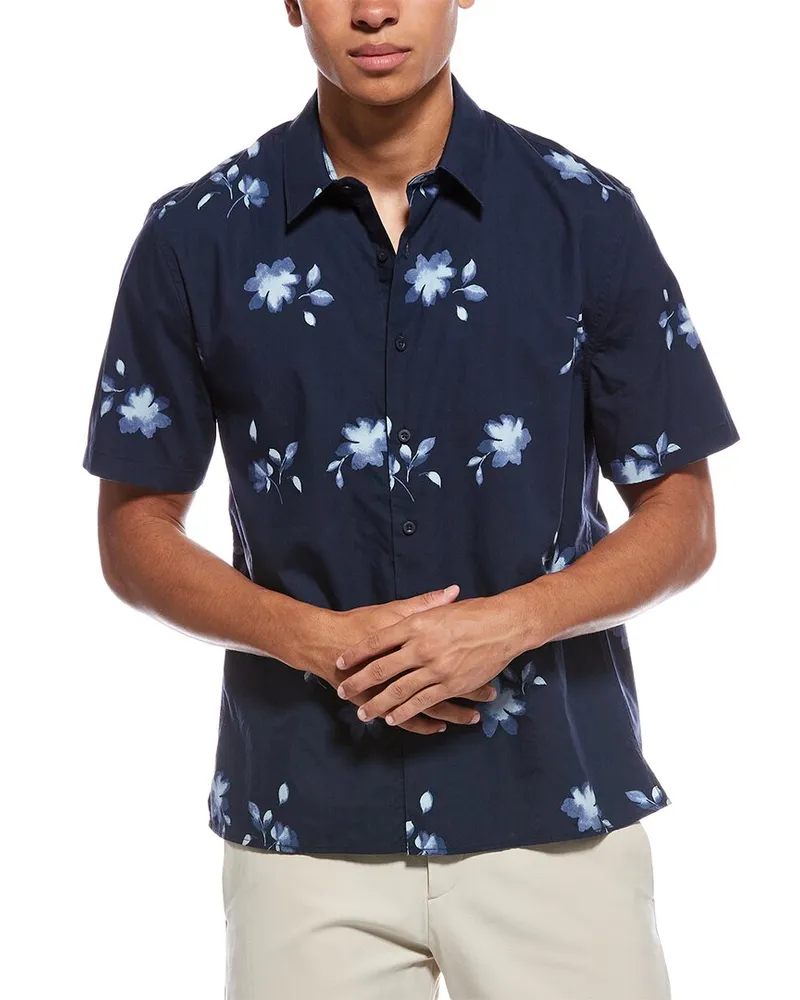 Vince Cascading Floral Classic Fit Shirt Blue
