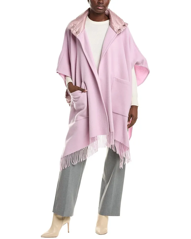 Herno Wool & Cashmere-Blend Wrap Poncho Pink