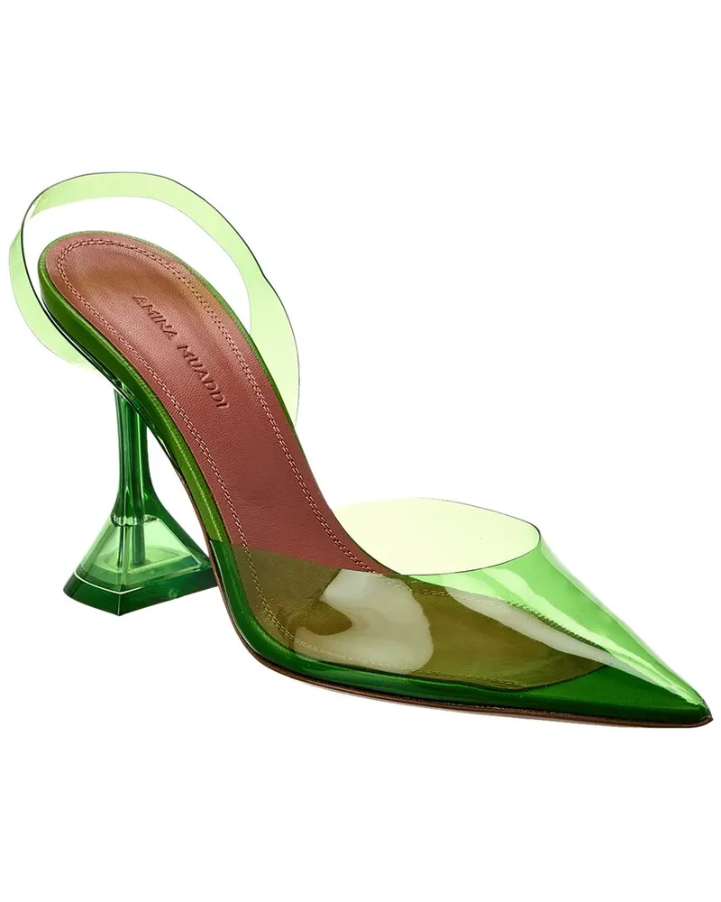 Amina Muaddi Holli Glass Vinyl Slingback Pump Green