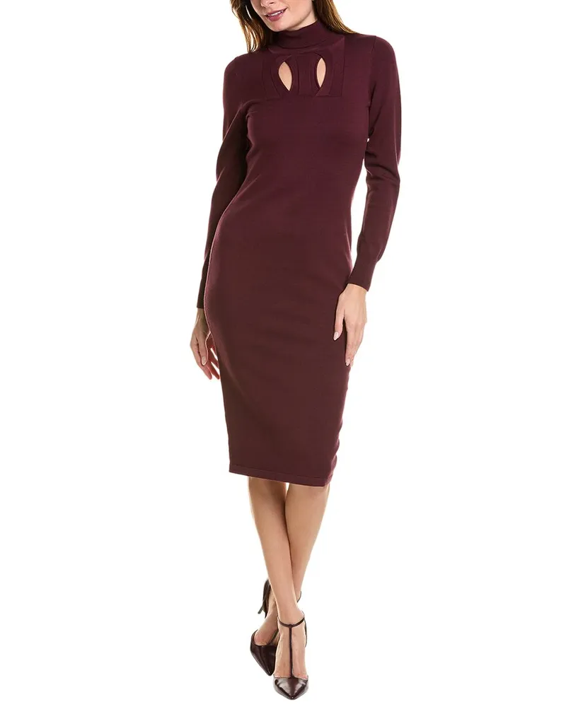 Elie Tahari Geometric Keyhole Sweaterdress Red