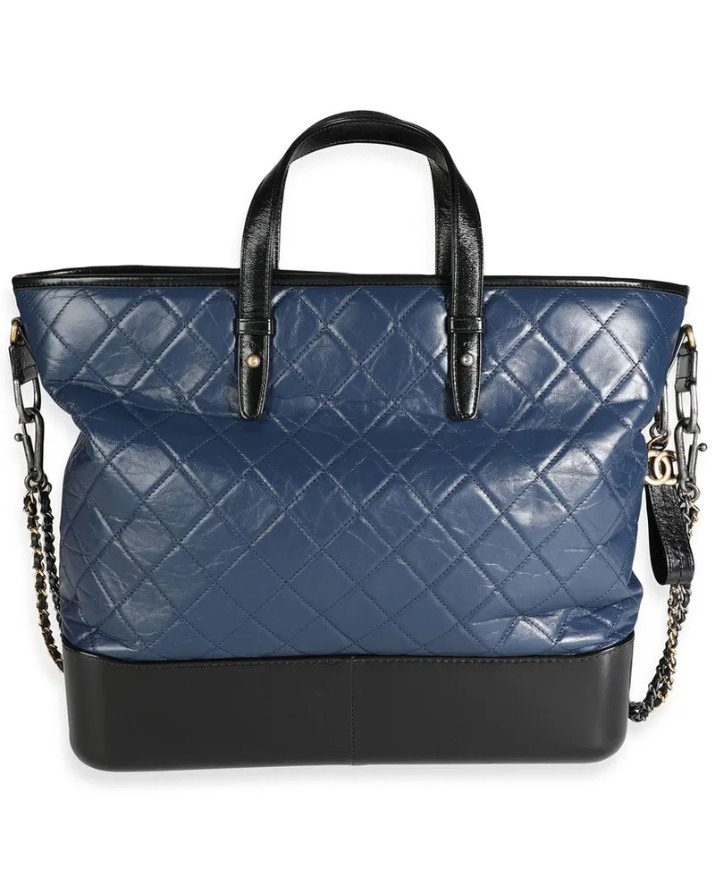 Chanel Black & Blue Quilted Leather Large Gabrielle Shopping Tote (Authentic  Pre-Loved Nocolor
