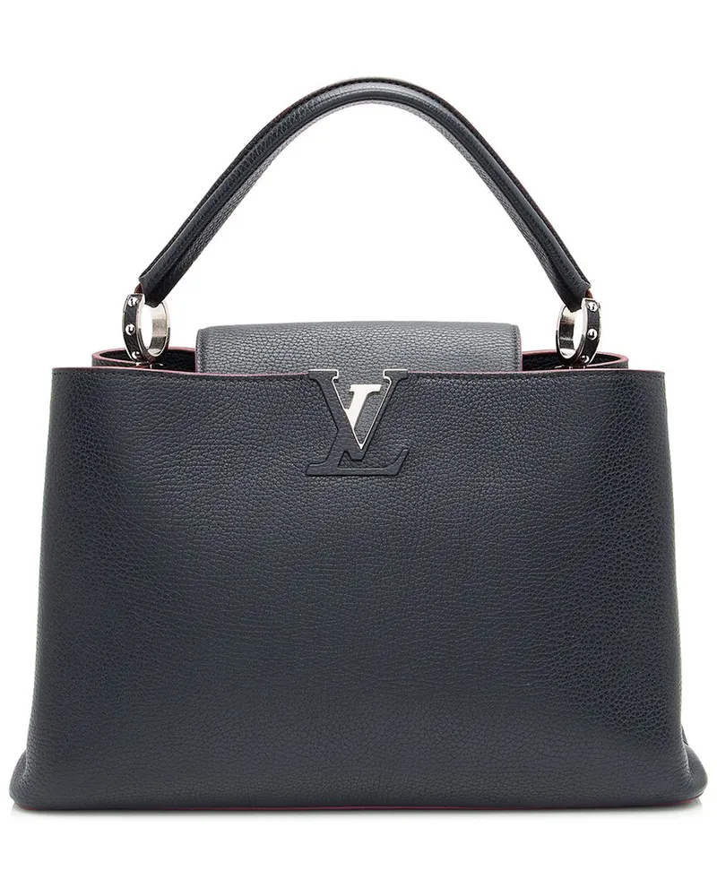 Louis Vuitton Blue Leather Capucines MM (Authentic Pre-Loved Nocolor