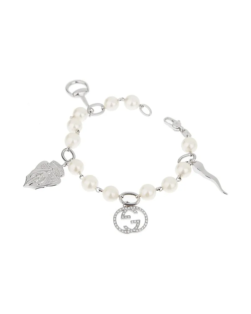 Gucci 18K 0.80 ct. tw. Diamond Pearl GG Charm Bracelet (Authentic Pre-Loved Nocolor
