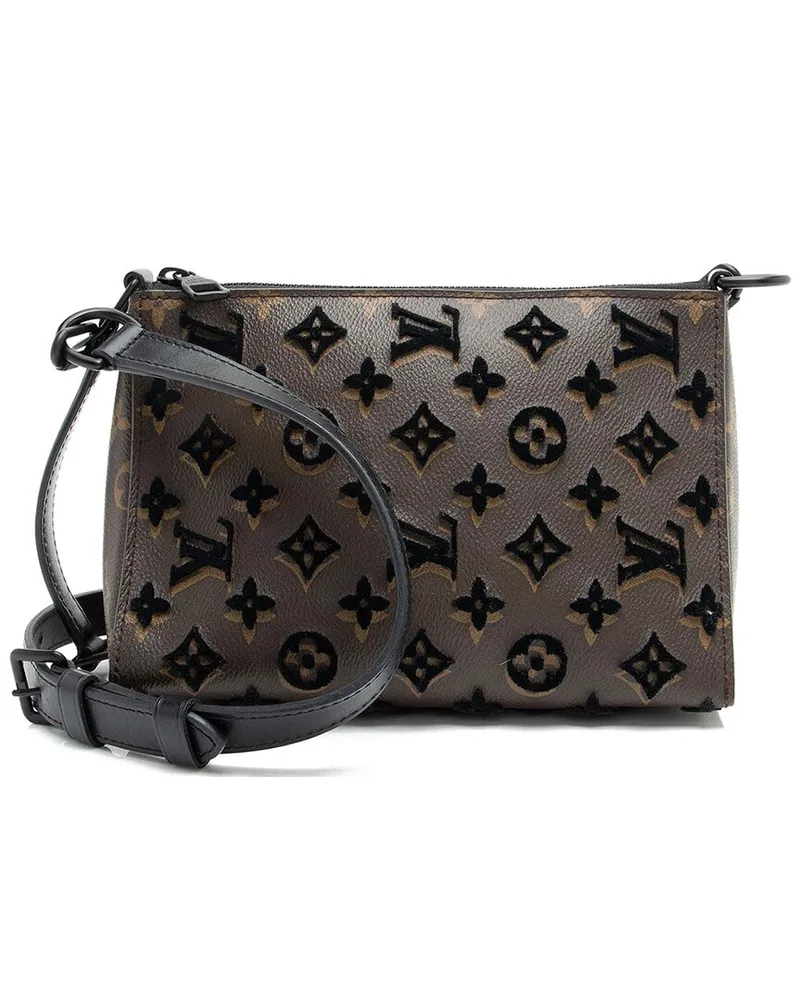 Louis Vuitton Black Leather Tuffetage Triangle Messenger (Authentic Pre-Loved Nocolor