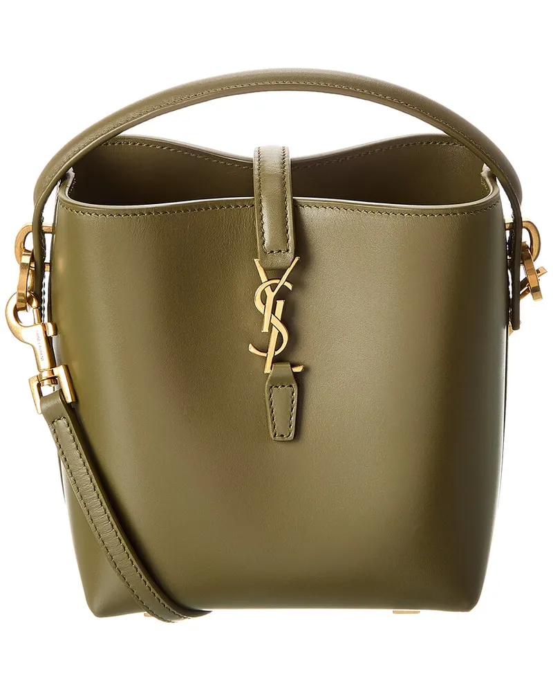 Saint Laurent LE 37 Mini Leather Bucket Bag Green