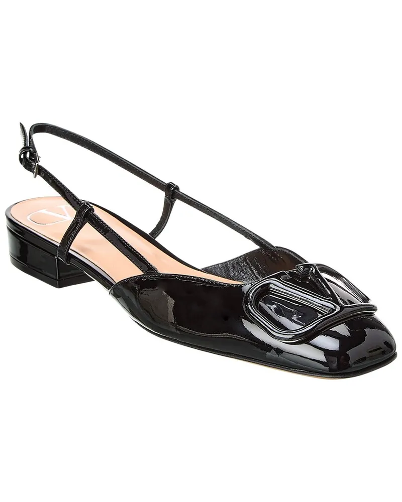 Valentino Garavani VLogo Patent Slingback Flat Black