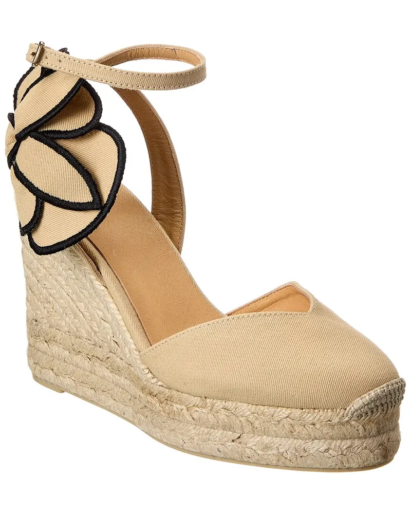 Castañer Coco Canvas Wedge Sandal Brown