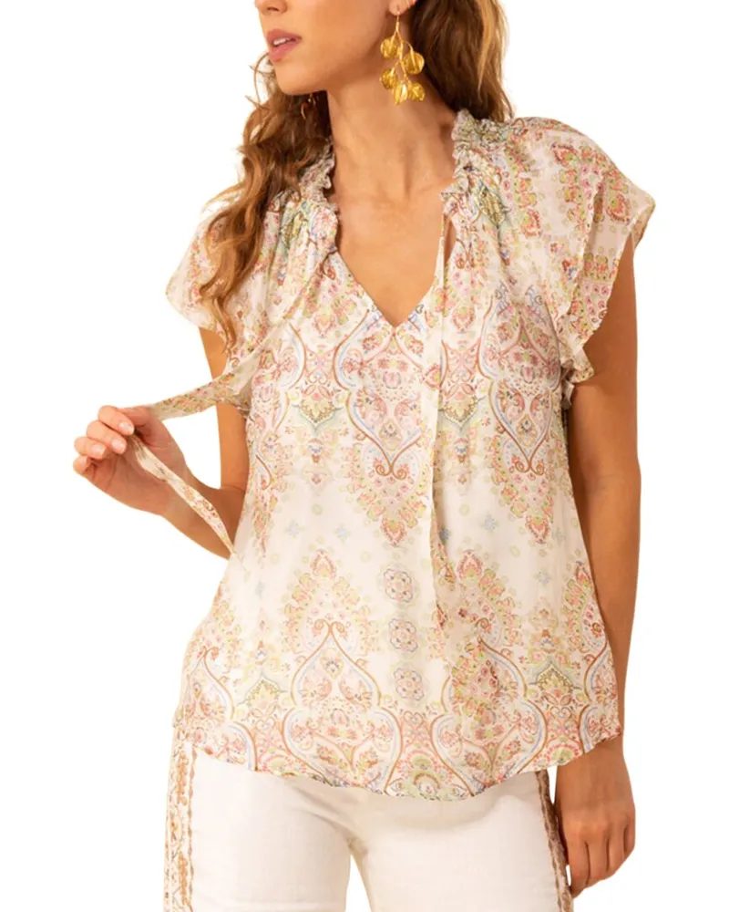 Hale Bob Julianna Silk-Blend Blouse Nocolor