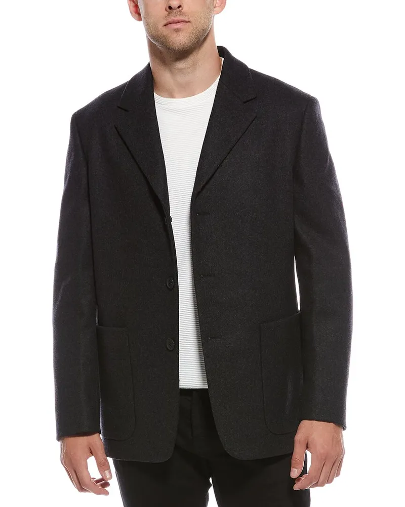 Theory Wool & Cashmere-Blend Blazer Overcoat Gray