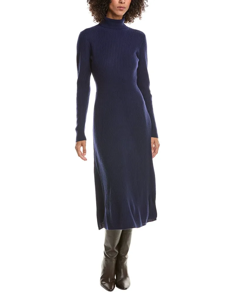 Derek Lam Diana Turtleneck Wool Sweaterdress Navy