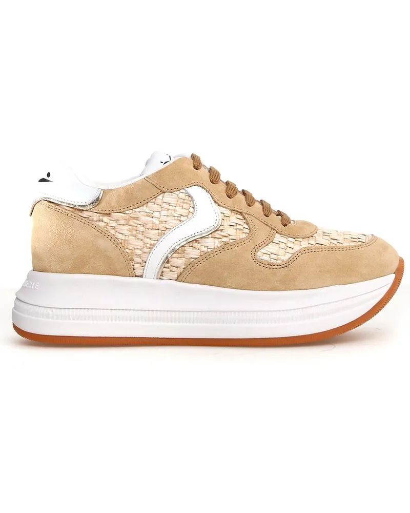 Voile Blanche Merry Mesh & Leather Sneaker Beige