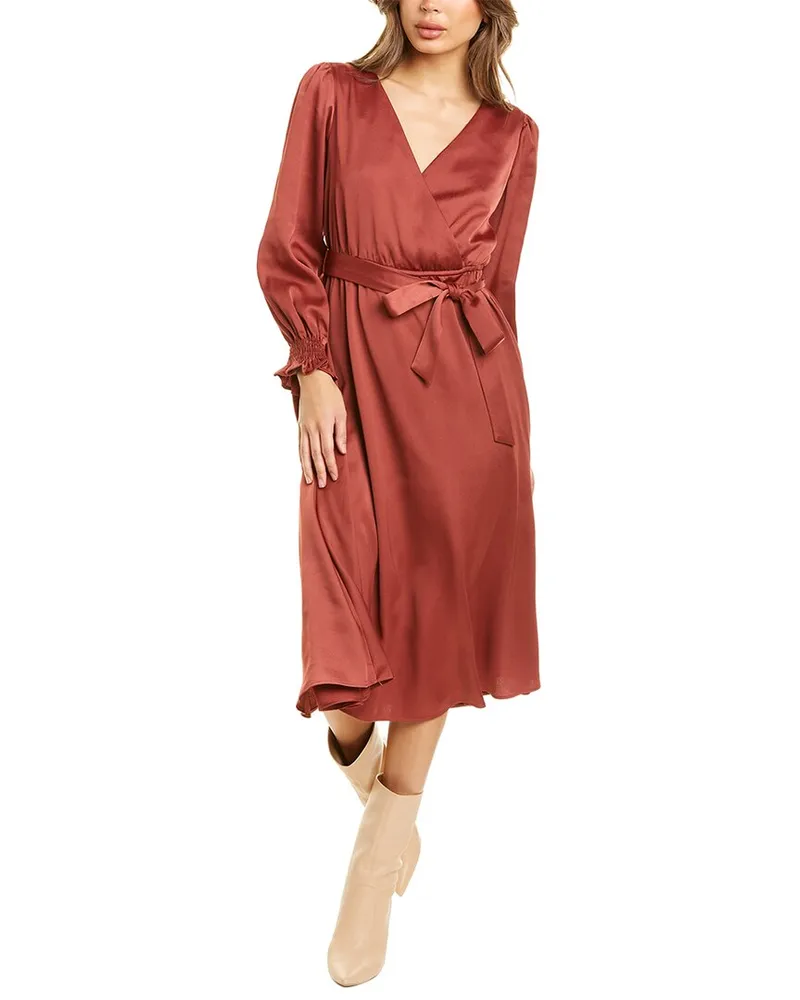 taylor Surplice Midi Dress Brown