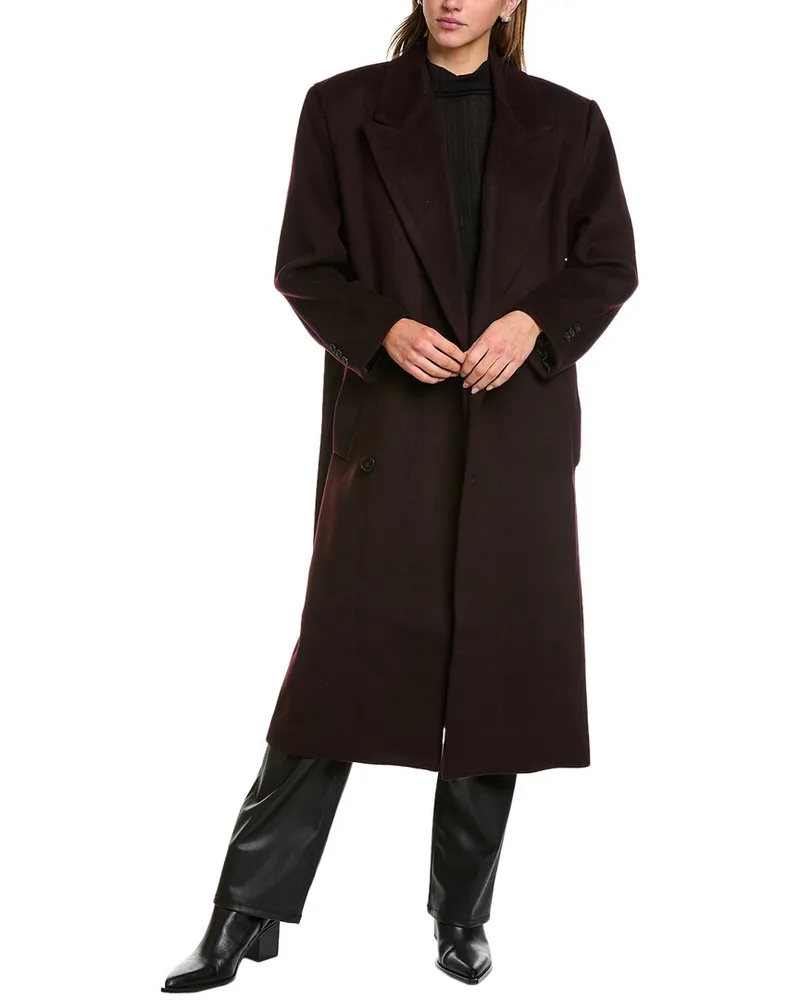 Bardot Classic Oversized Wool0-Blend Coat Purple