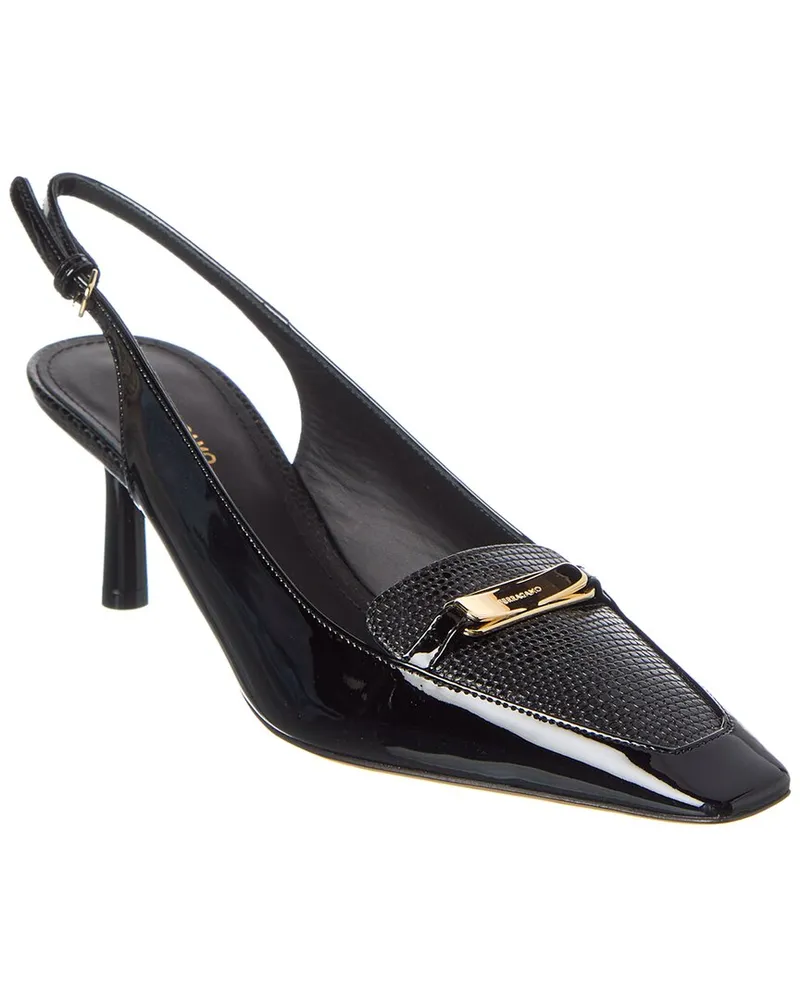 Ferragamo Patent Slingback Pump Black