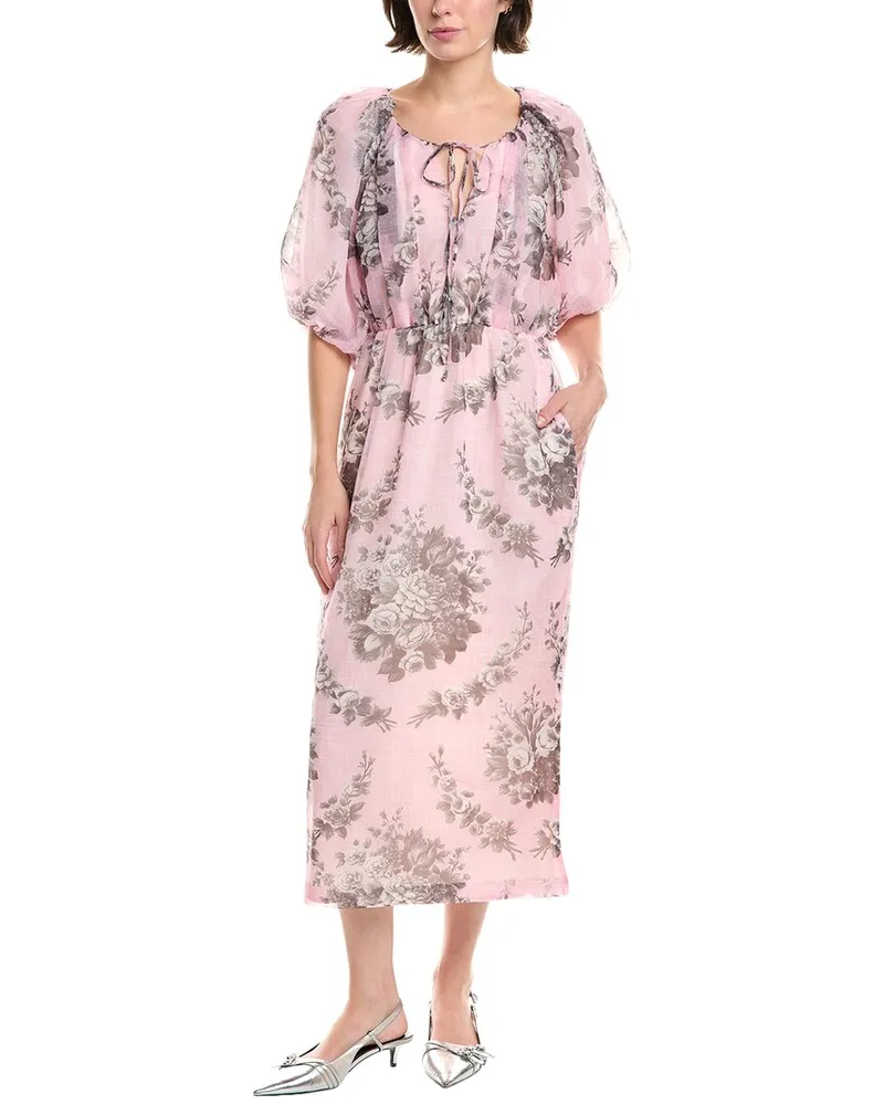 Rebecca Taylor Floral Midi Dress Pink