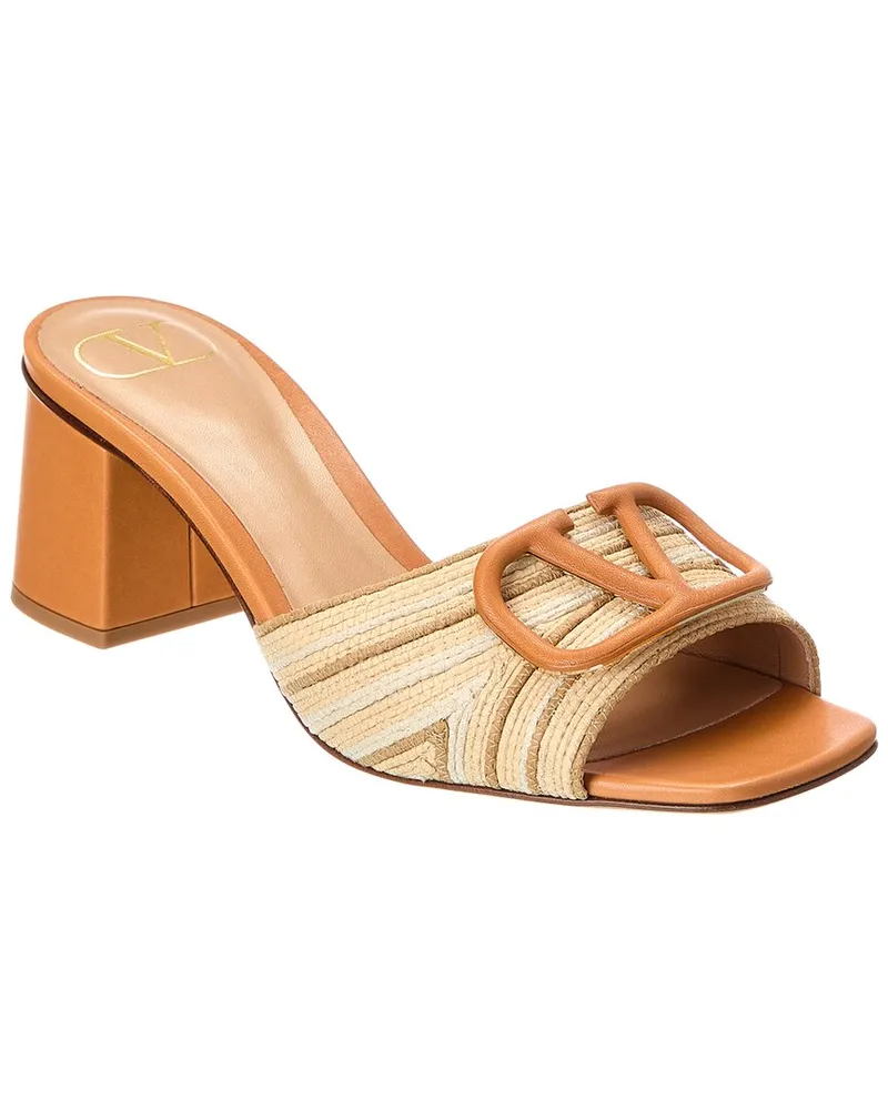 Valentino Garavani VLogo 60 Woven & Leather Sandal Brown