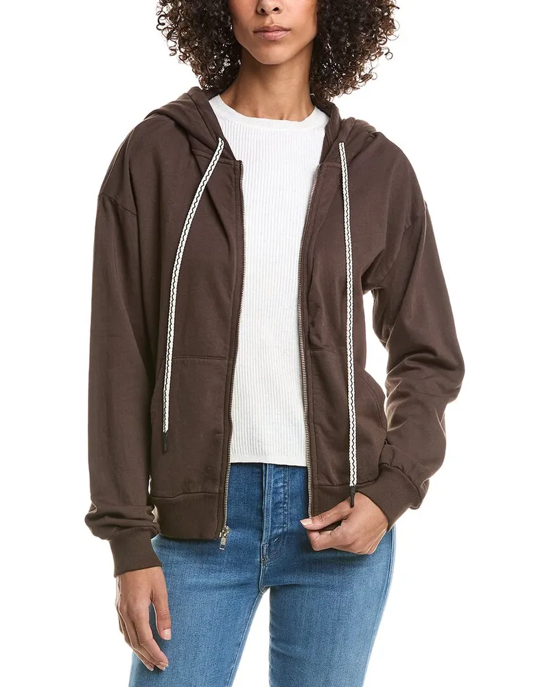 Michael Stars Naomi Zip Hoodie Brown