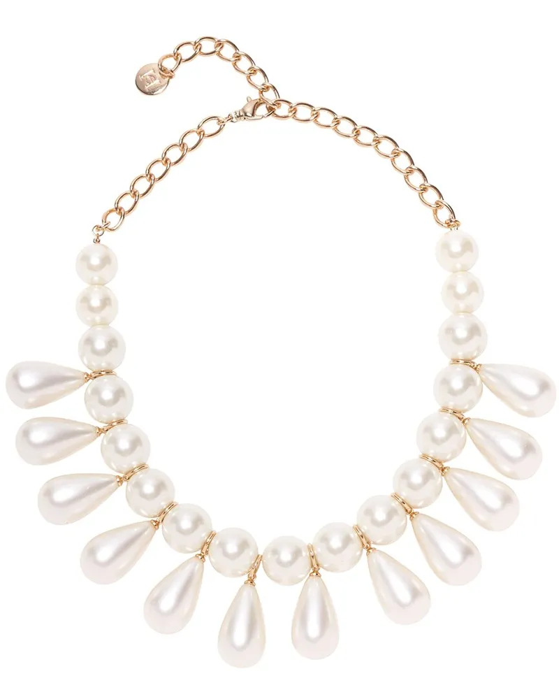 Carolina Herrera New York CZ Pearl Teardrop Necklace Nocolor
