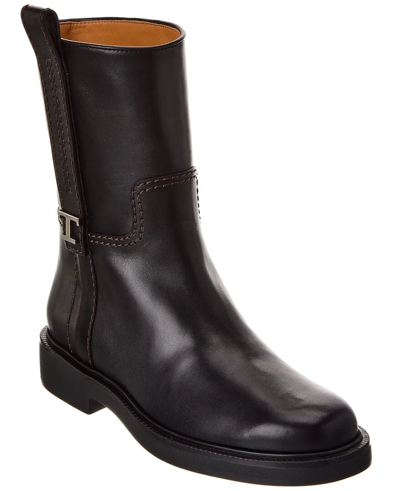 TOD'S TOD’s T Logo Leather Boot Black