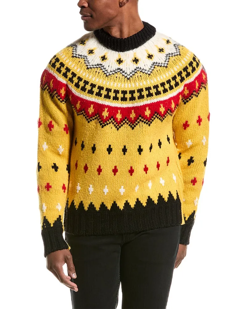 Moncler Wool & Alpaca-Blend Crewneck Sweater Yellow