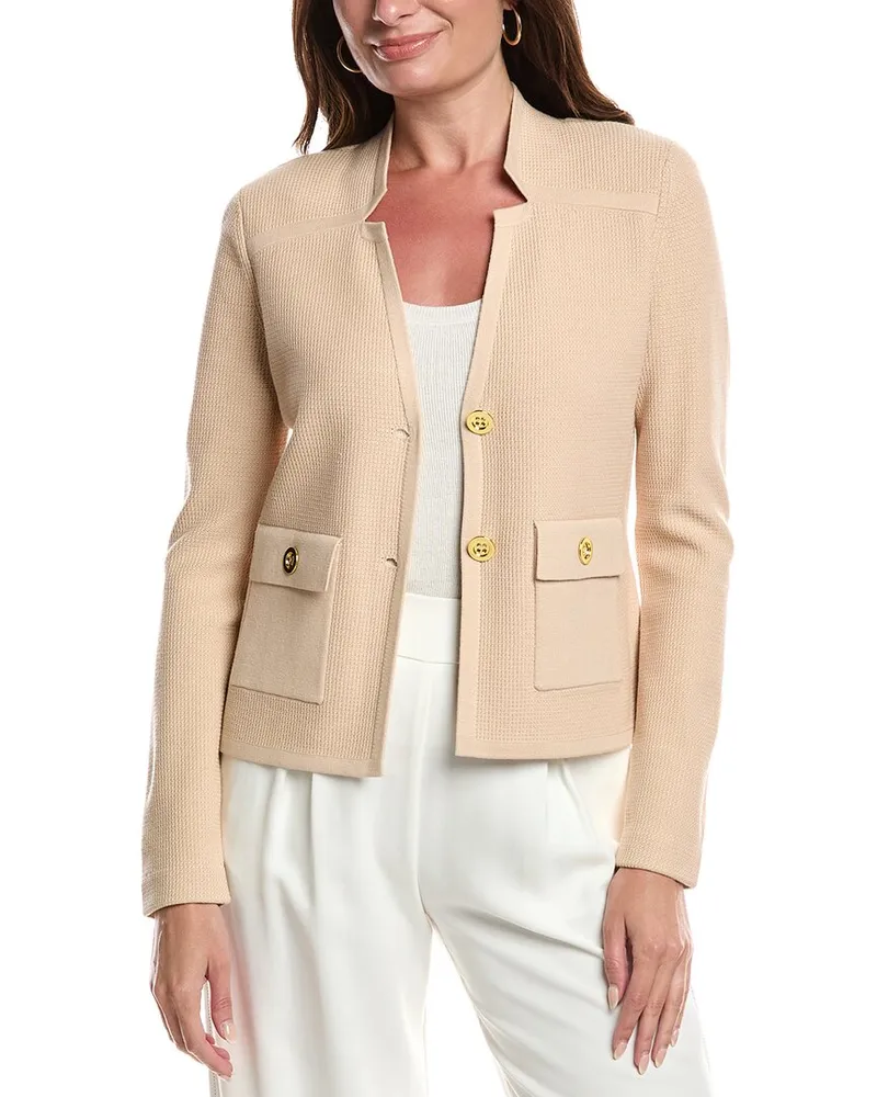 ST. JOHN Pique Knit Jacket White