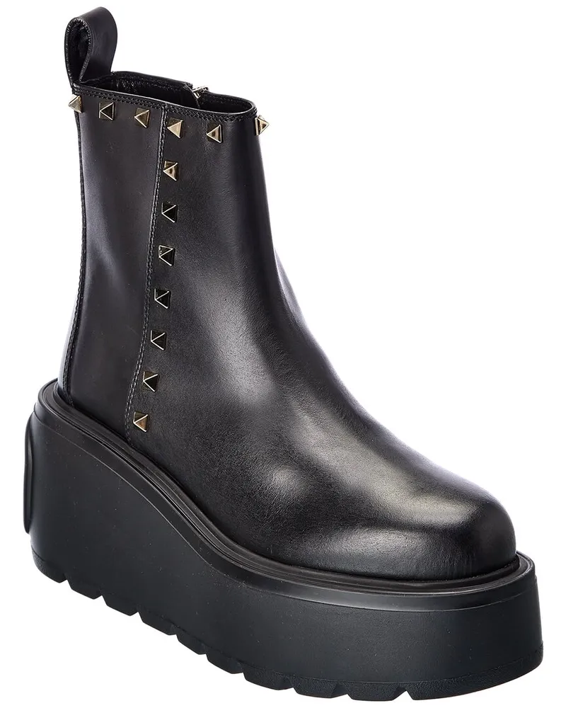 Valentino Garavani Uniqueform 85 Leather Boot Black