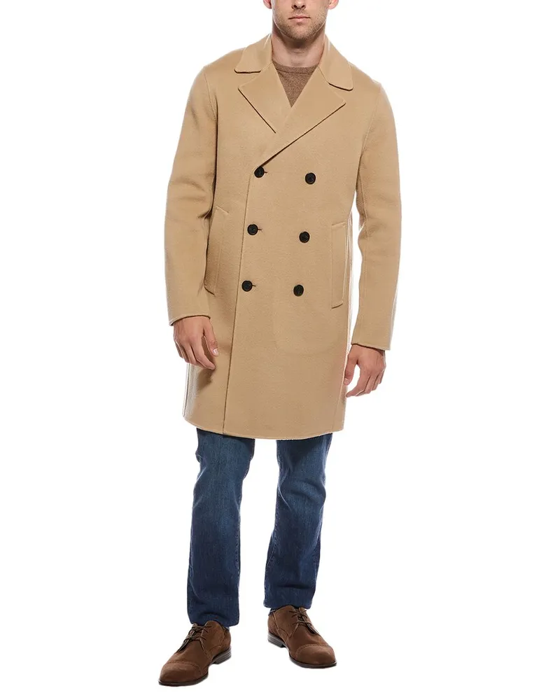 Theory New Divide Wool & Cashmere-Blend Coat Tan