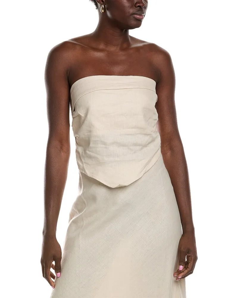 Faithfull The Brand Antibes Linen Top Beige