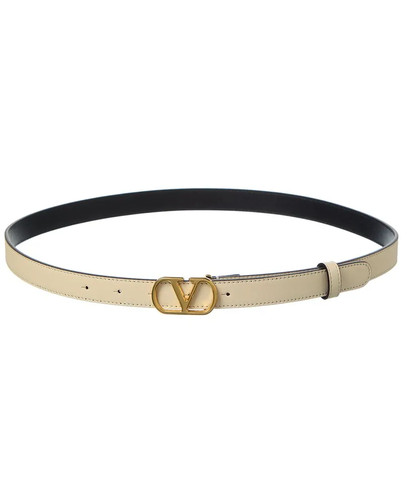 Valentino Garavani VLogo Signature Leather Belt White