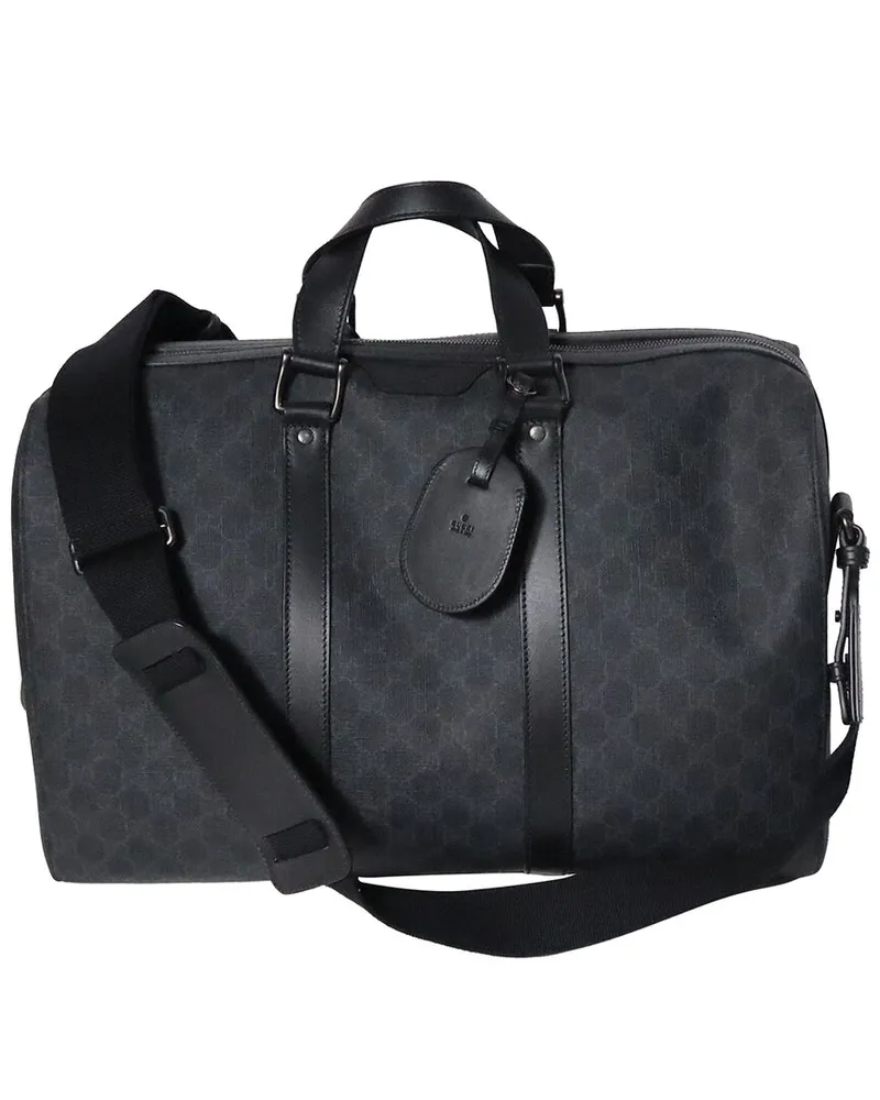 Gucci Black GG Supreme Canvas & Leather Boston Bag (Authentic Pre-Loved Nocolor