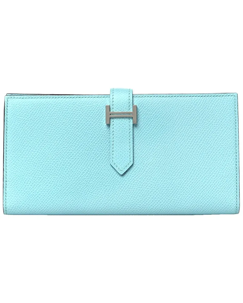 Hermès Bleu Atoll Epsom Leather Bearn Gusset Wallet (Authentic Pre-Loved Nocolor
