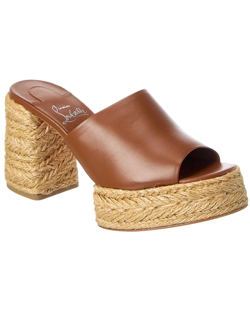 Christian Louboutin Calakala 85 Leather Mule Brown